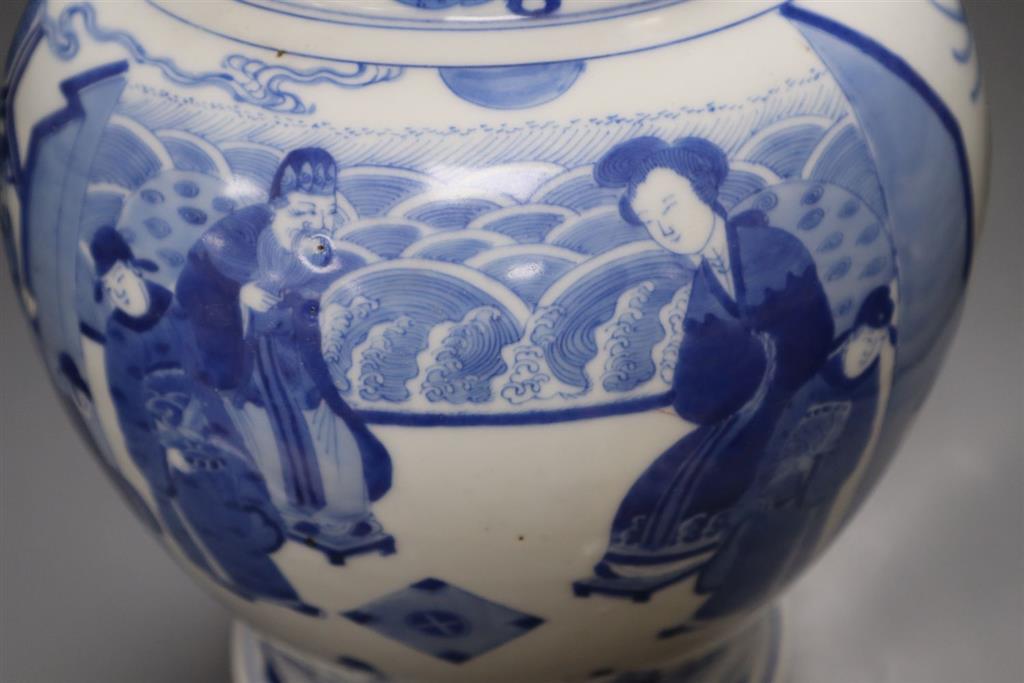 A Chinese blue and white baluster vase, height 33cm
